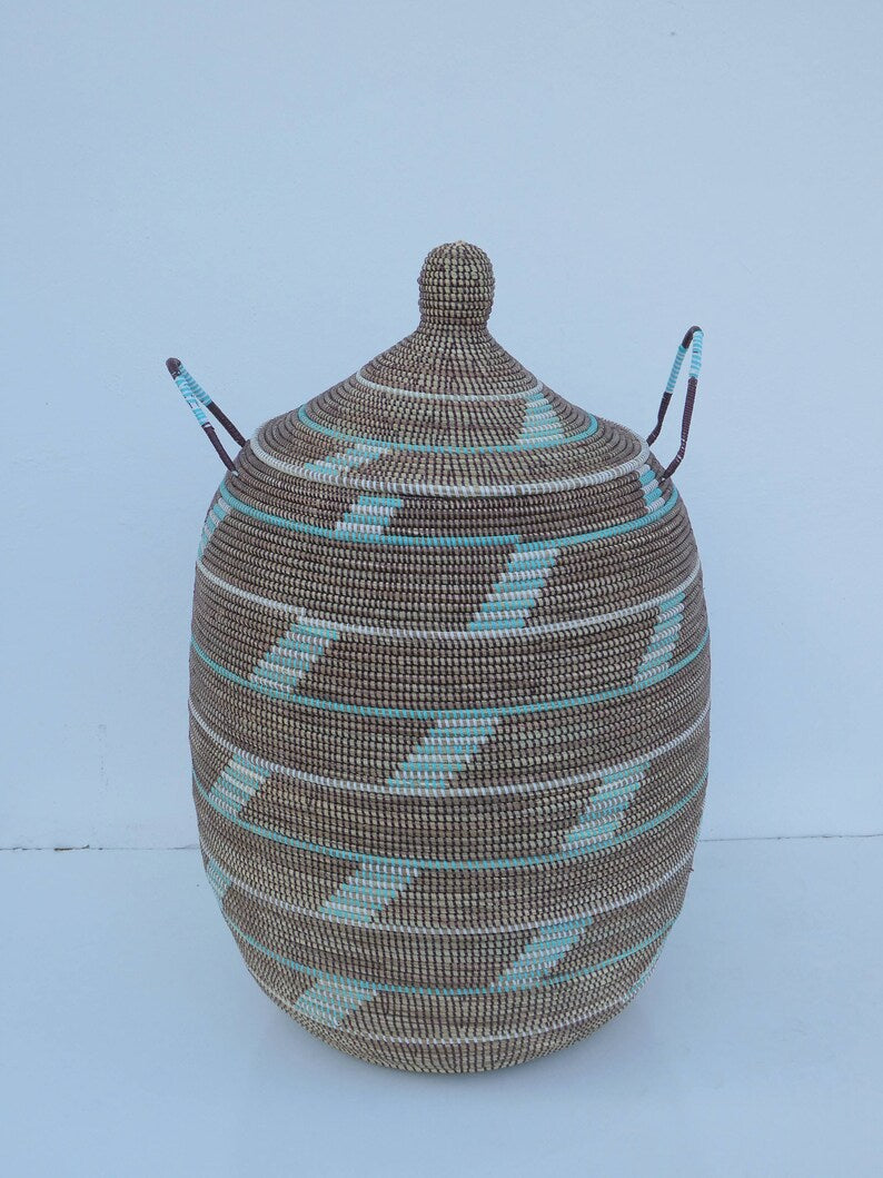 Laundry Basket with Lid, Ethnic Laundry Hamper, Cesto, Wäschekorb BKB-25-07