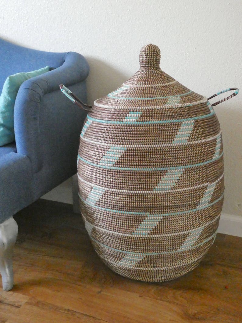 Laundry Basket with Lid, Ethnic Laundry Hamper, Cesto, Wäschekorb BKB-25-07