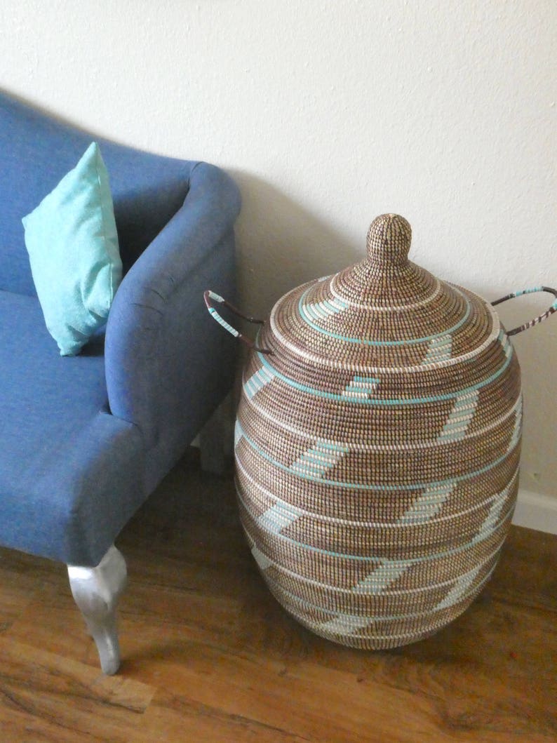 Laundry Basket with Lid, Ethnic Laundry Hamper, Cesto, Wäschekorb BKB-25-07