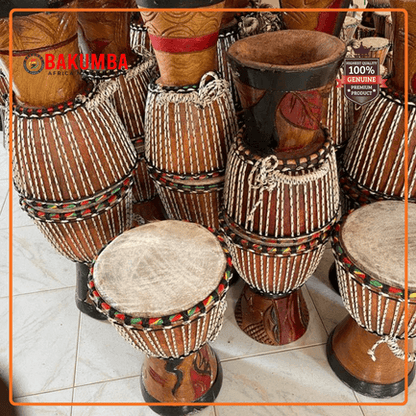 Djembe Drum 8'' Pure Handmade Solid Wood Deep Carving,Percussion, From West African Style Tambourine, Bakumba