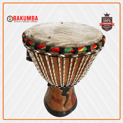 Djembe Drum 8'' Pure Handmade Solid Wood Deep Carving,Percussion, From West African Style Tambourine, Bakumba