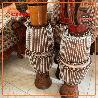 Djembe Drum 8'' Pure Handmade Solid Wood Deep Carving,Percussion, From West African Style Tambourine, Bakumba