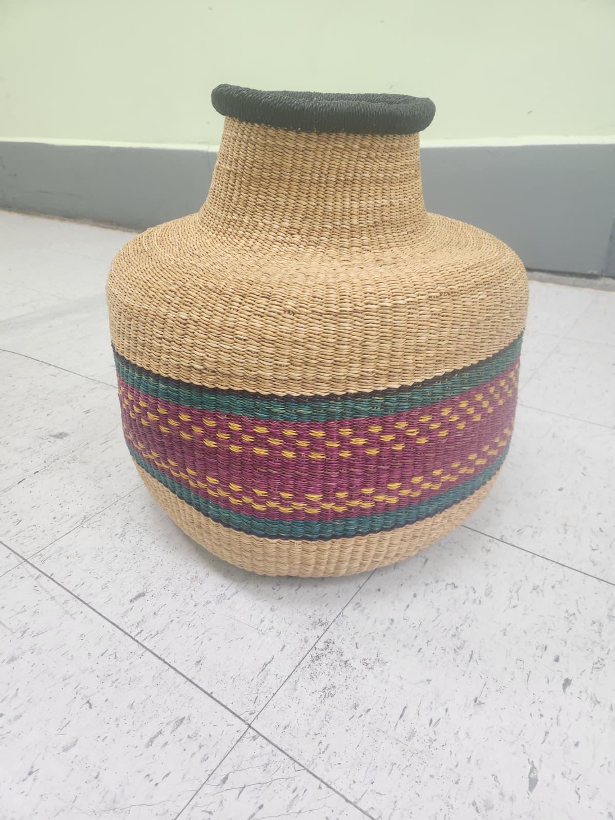 Handwoven Bolga Basket: African Flower Pot, Home Decor