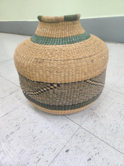 Handwoven Bolga Basket: African Flower Pot, Home Decor