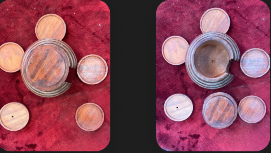 Round Carved Wooden Snack Server – Multi-Dish Design