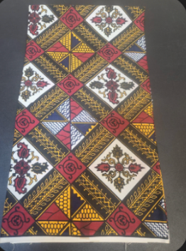 African Wax Print Fabric – Red, Yellow & Black Diamond Pattern