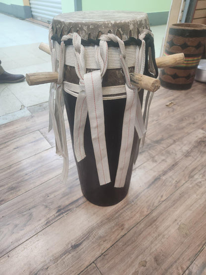 Traditional African Talking Drum – Handcrafted Goat Skin & Hardwood