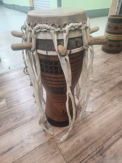 Traditional African Talking Drum – Handcrafted Goat Skin & Hardwood