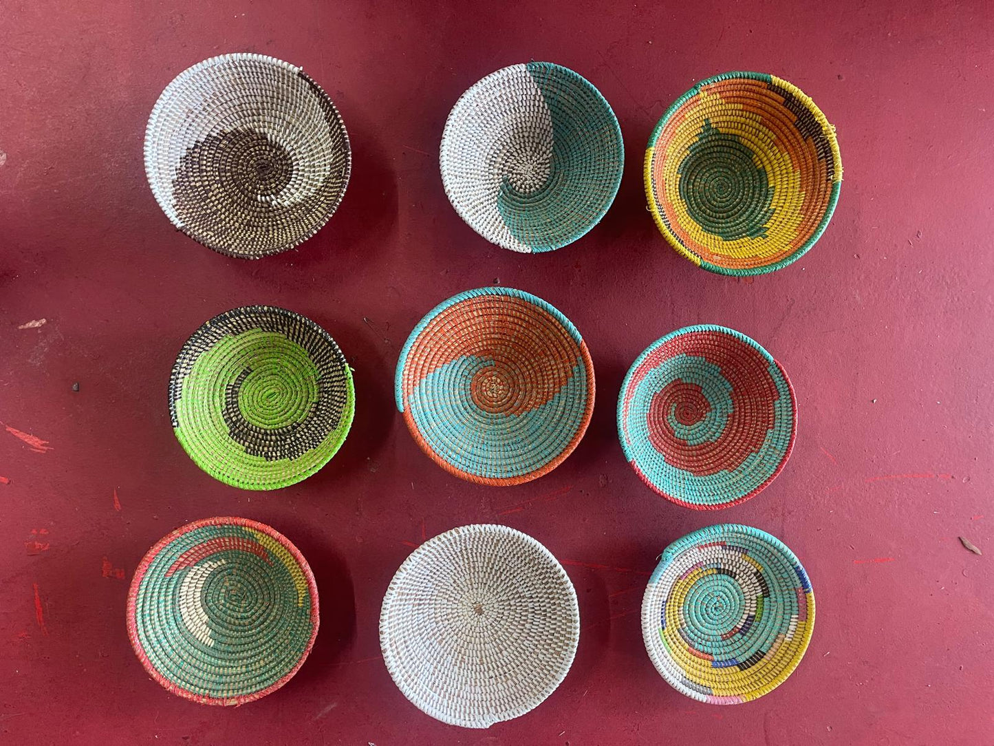 Wall Deco/Bowls – 9‑Piece Spiral Basket Set