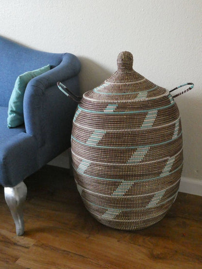 Laundry Basket with Lid, Ethnic Laundry Hamper, Cesto, Wäschekorb BKB-25-07