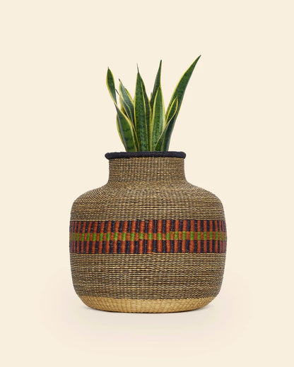 Handwoven Bolga Basket: African Flower Pot, Home Decor