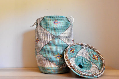 African Extra-Large Woven Basket, Senegal Laundry Basket/Hamper, storage basket,