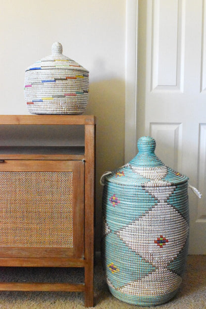 African Extra-Large Woven Basket, Senegal Laundry Basket/Hamper, storage basket,